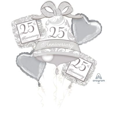 25th Silver Anniversary Foil Balloon Bouquet