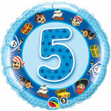 Blue 5 Pirates Foil Balloon