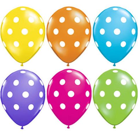 5 x Polka Dot Latex Balloons ( 2- 3 days float time)