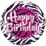 Happy Birthday Zebra Print Foil Balloon