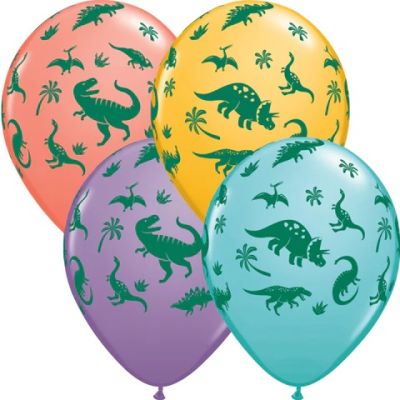 5 x Jurassic Dinosaur Latex Balloons (2 - 3 Days float time)
