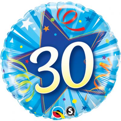 30 Blue Star Foil Balloon