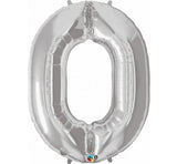 Number 0 Silver Megaloon (86cm)- Helium Balloons