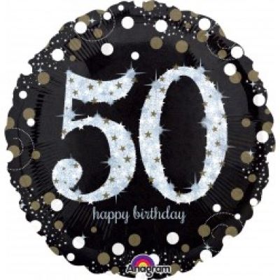 50 Black & Gold Dots Foil Balloon