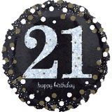 Happy 21st Black & Gold Spots Foil Balloon