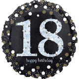 18 Gold & Black Sparkles Foil Balloon