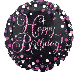 Happy Birthday Pink & Silver Sparkles