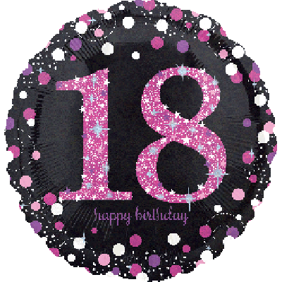 18 Pink & Black Sparkles Foil Balloon