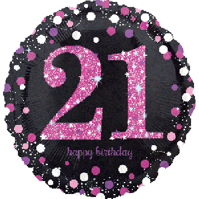 21 Fizz Pink & Black Foil Balloon - Number Balloon
