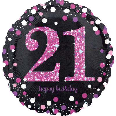 21 Fizz Pink & Black Foil Balloon