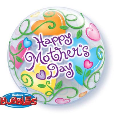 Happy Mother's Day Swirling Hearts Bubble Balloon