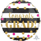 Congrats Grad Pink & Gold Spots Foil Balloon