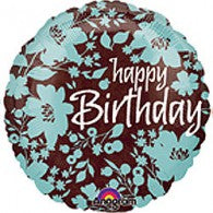 Happy Birthday Teal Flowers Foil Balloon