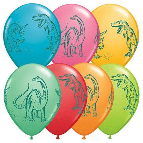 5 x Dinosaur Printed Latex Balloons ( 2- 3 Days Float time)