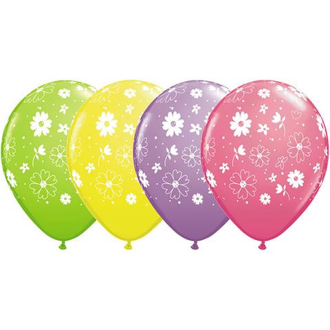 5 x Daisies Latex Balloons (2 - 3 days float time)