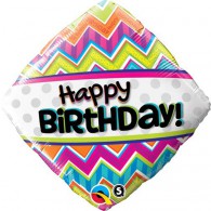 Happy Birthday Diamond Chevron Foil Balloon