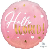 Hello World Pink Foil Balloon