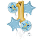 1st Birthday Balloon Bouquet (Blue & Gold)- Birthday Balloons