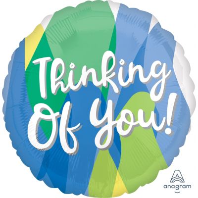Thinking of You Blue & Green Foil Balloon