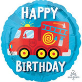 Happy Birthday Fire Truck Foil Balloon