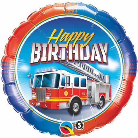 Happy Birthday Fire Engine Foil Balloon