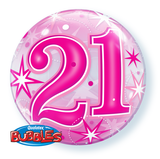 21 Pink Sparkle Starburst Bubble Balloon