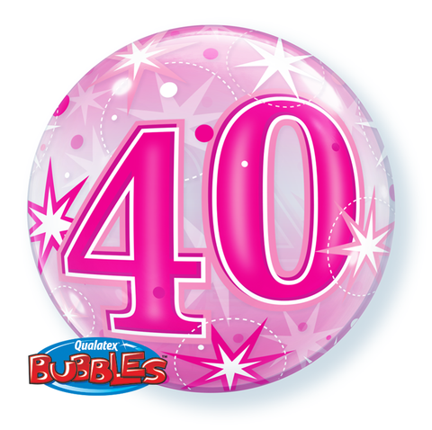 40 Pink Sparkle Starburst Bubble Balloon