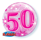 50 Pink Sparkle Starburst Bubble Balloon