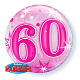 60 Pink Sparkle Starburst Bubble Balloon