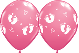 5 x Baby Girl or Boy Footprints Latex Balloons ( 2 - 3 days float time)
