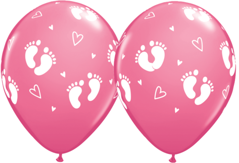 5 x Baby Girl or Boy Footprints Latex Balloons ( 2 - 3 days float time)