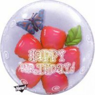 Happy Birthday Flower Double Bubble Balloon