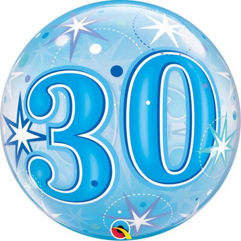 30 Blue Sparkle Starburst Bubble Balloon