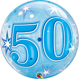 50 Blue Sparkle Starburst Bubble Balloon