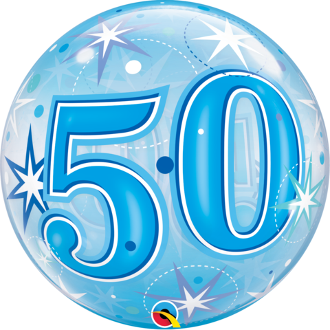 50 Blue Sparkle Starburst Bubble Balloon