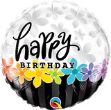 Happy Birthday Colourful Flowers Foil Balloon