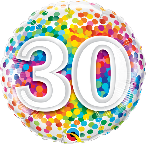 30 Rainbow Confetti Foil Balloon