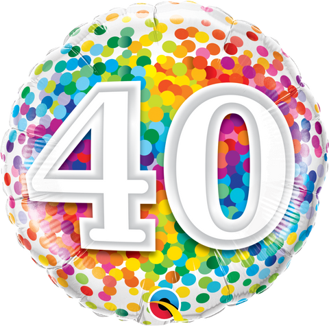 40 Rainbow Confetti Foil Balloon