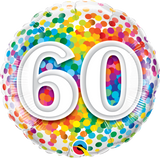 60 Rainbow Confetti Foil Balloon