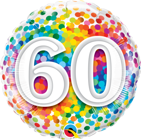 60 Rainbow Confetti Foil Balloon