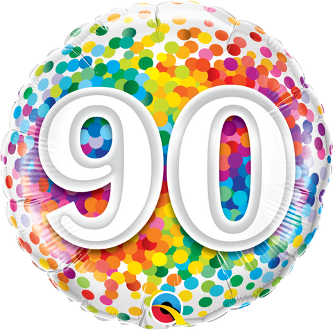 90 Rainbow Confetti Foil Balloon
