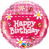 Happy Birthday Ladybugs & Daisies Foil Balloon
