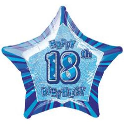 Happy 18th Blue Star Foil Balloon