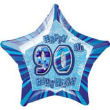 Happy 90th Blue Star Foil Balloon
