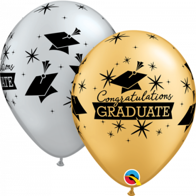 5 x Congratulations GRADUATE Latex Balloons ( 2 - 3 Days float time)