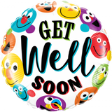Get Well Soon Balloon with Smileys Around