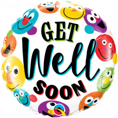Get Well Soon Balloon with Smileys Around