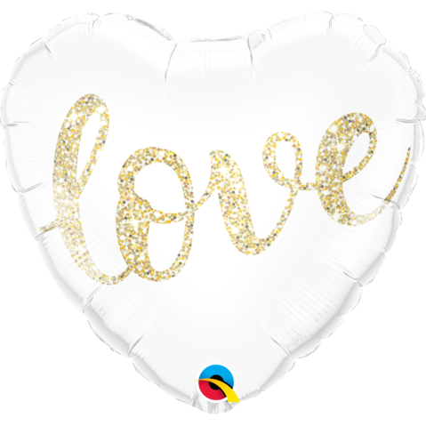 Heart Foil Love Glitter Gold Balloon