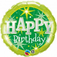 Happy Birthday Green Sparkle Balloon