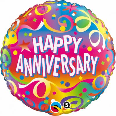 Happy Anniversary Streamers Foil Balloon